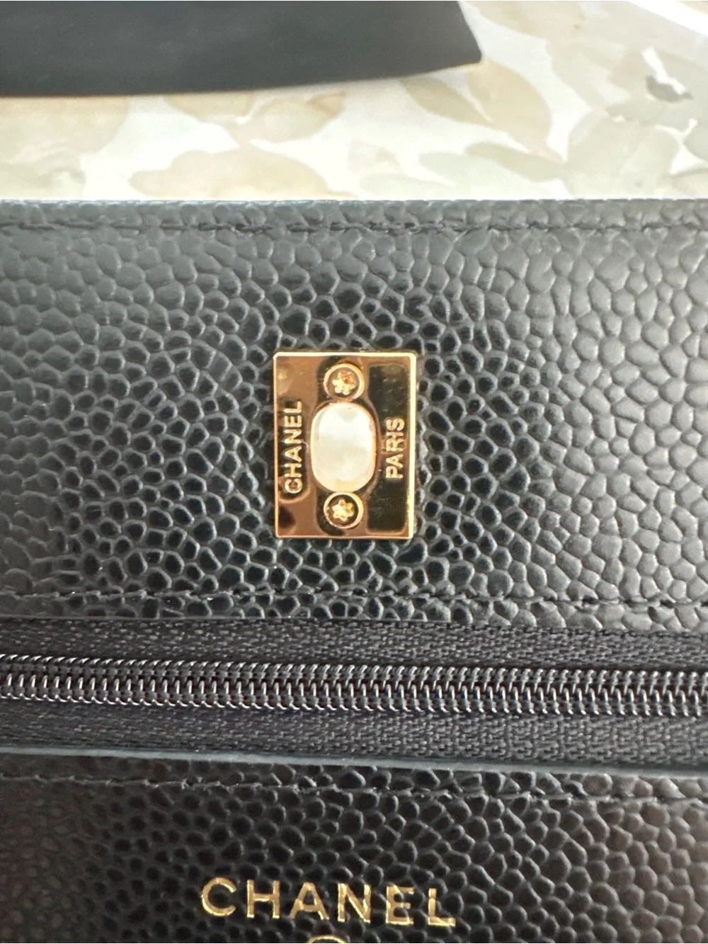 CHANEL Black Quilted Bag with Gold CC